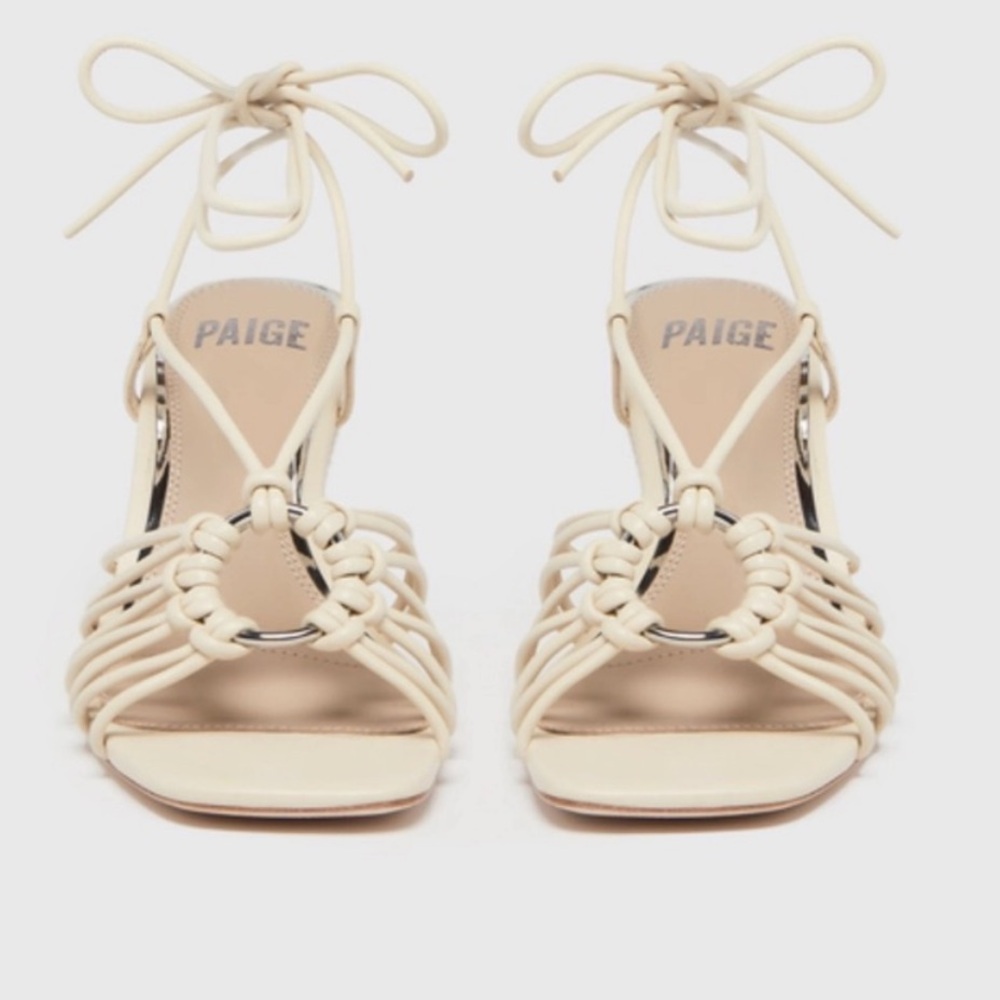 Paige - Sierra Leather Ring Espadrilles Wedge Sandal - Bone - Sz 9.5